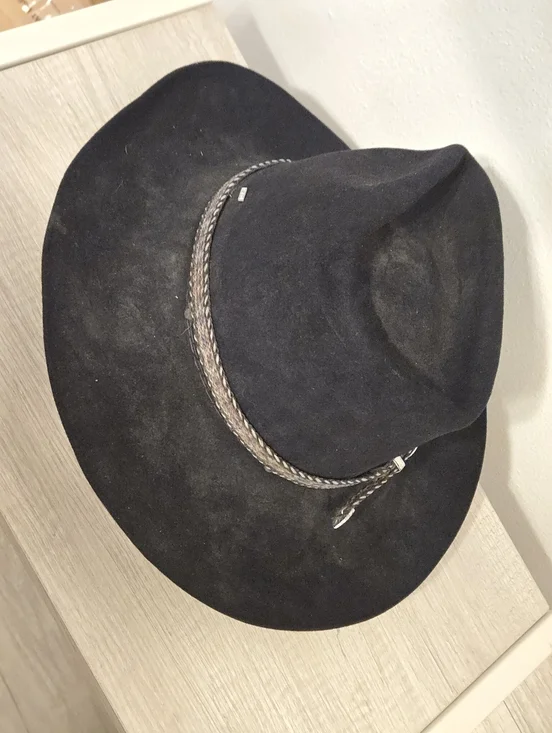 Vintage Resistol Quicksilver Black Cowboy Hat 7 1/4 Western Band Faded Horseboy - Picture 4 of 7